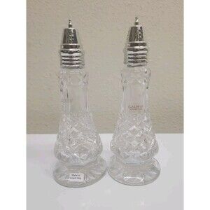 Galway Crystal Ashford Footed Salt & Pepper Set Clear 7.5" x 3" Czech Republic